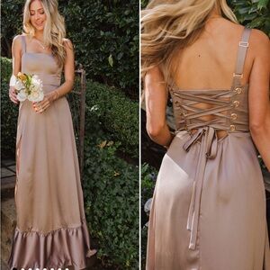 ShowMeYourMumu Clarissa Corset Dress ~ Dune Luxe Satin Bridesmaid Dress